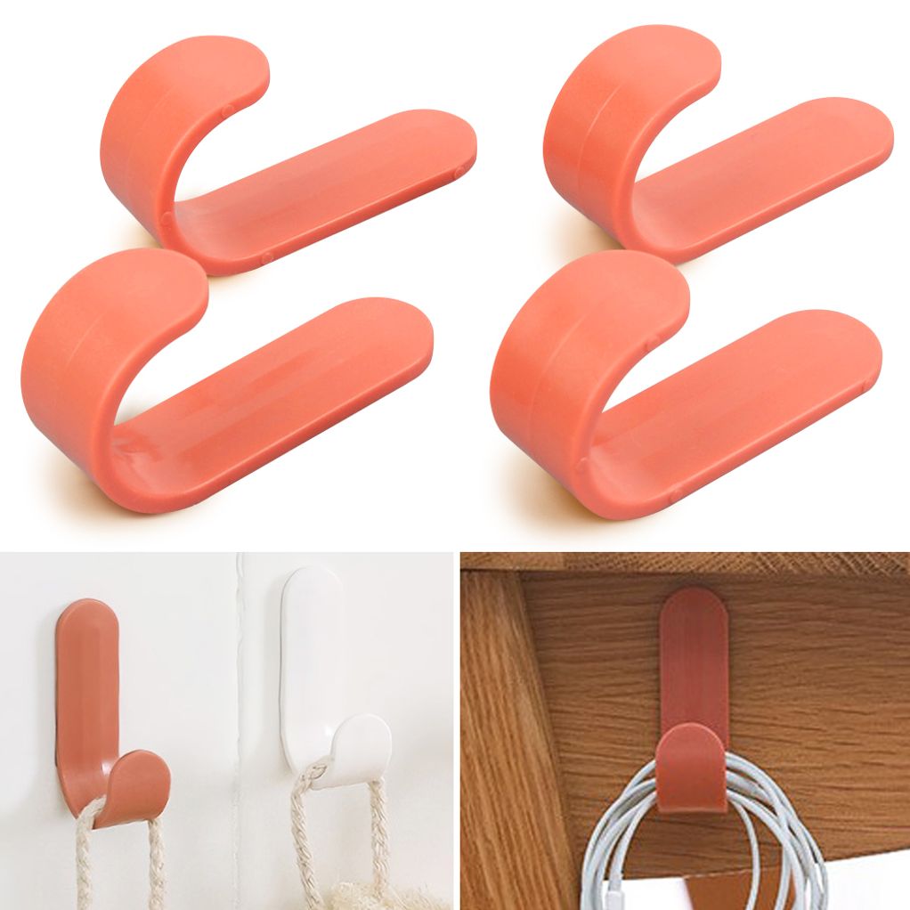4P 컬러 후크 빨강색 부착 행거 걸이 소품 주방 욕실