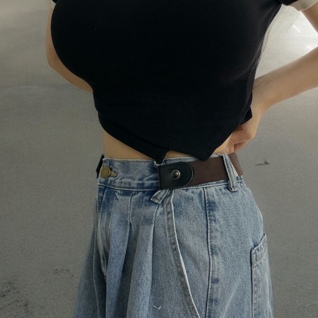 버클없는 노버클 탄성 프리 벨트 브라운