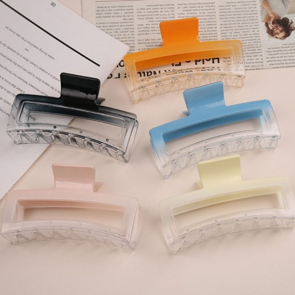 Ludia 빅사각 집게핀 반투명 투톤 그라데이션 대왕 집게핀