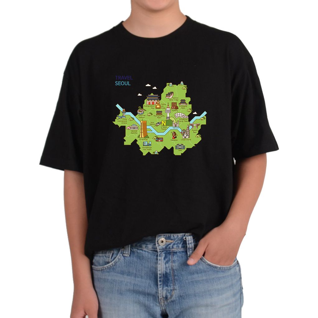 기능성티셔츠 프린팅셔츠 서울여행 서울지도 서울관광지 K문화 뮤직 모든색상사이즈