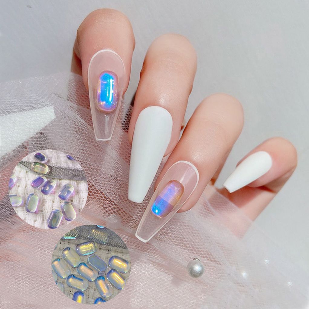 네일아트 언포일 레진 투명 얼음 오로라 스톤 30입