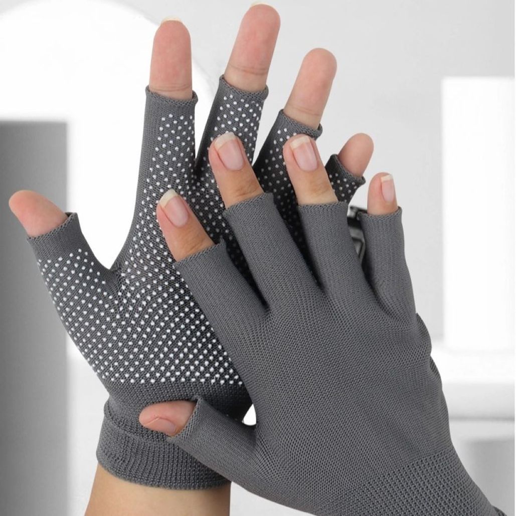 미끄럼방지 5구 오픈 반장갑 그레이