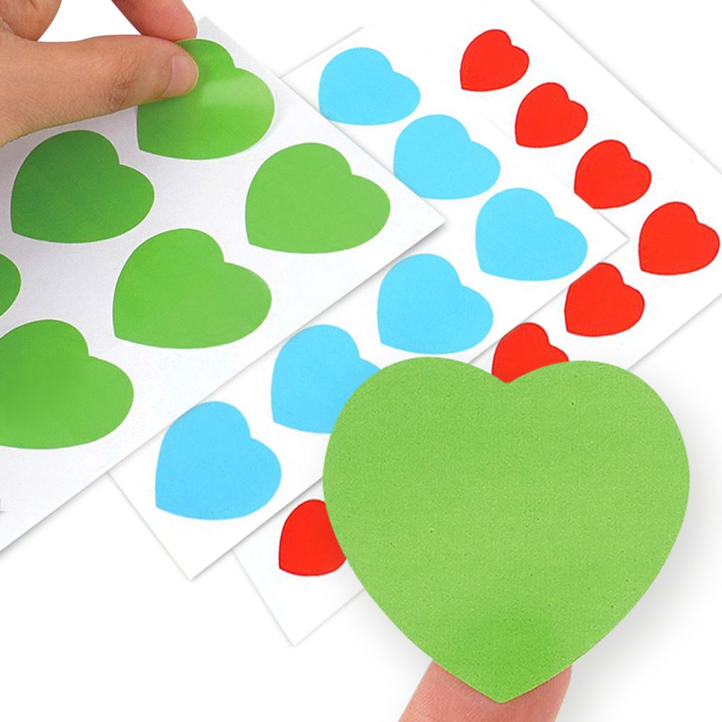 컬러 하트 스티커 1장 6P 12P 24P 무지 메모스티커