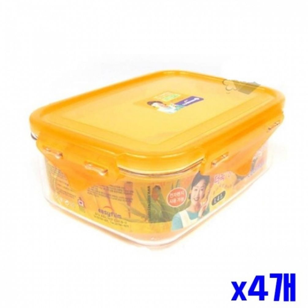 플라스틱 간편용기 직사각 1.4L x4개묶음 주방용품