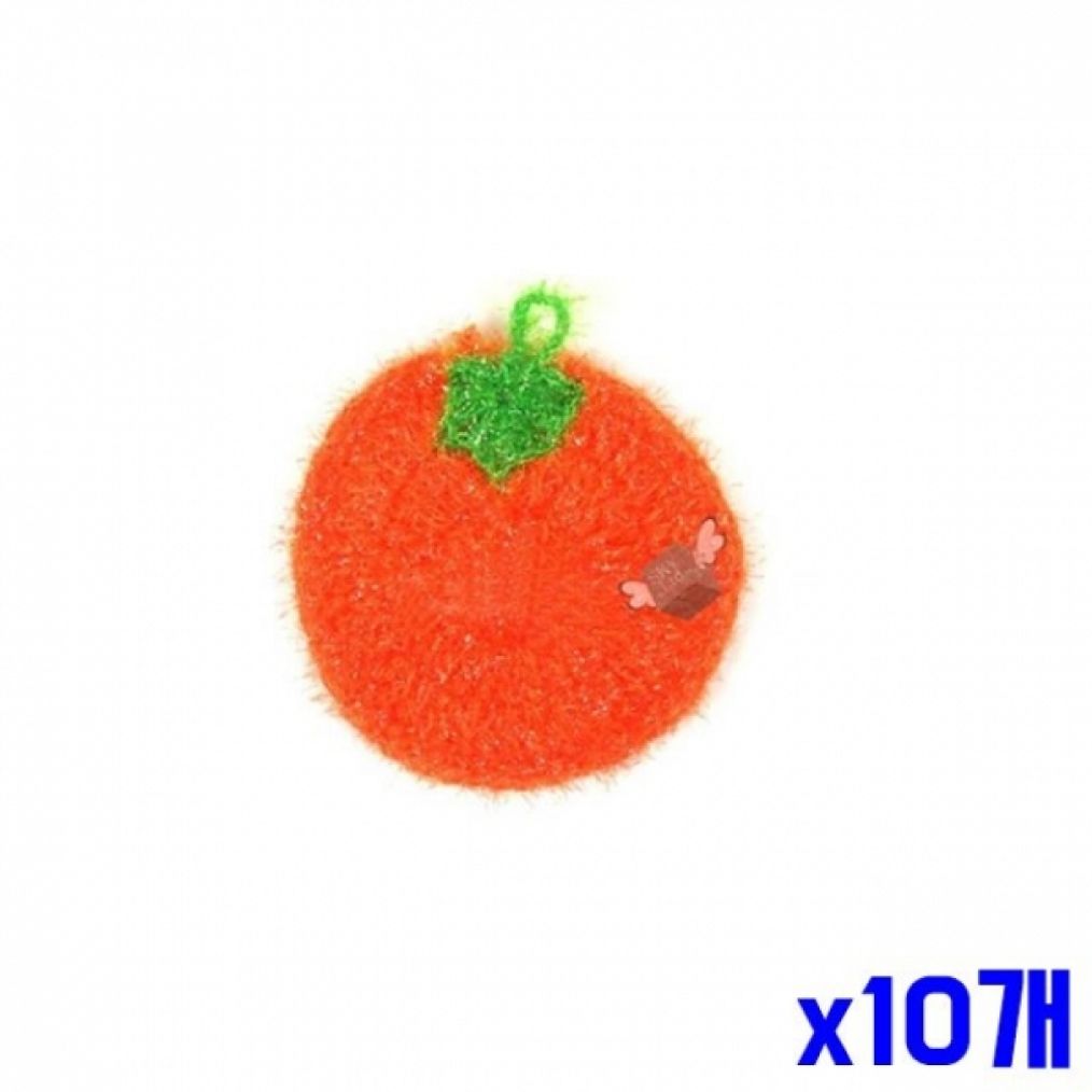 거품 잘 나는 아크릴 수세미 오렌지 x10개 주방소모품