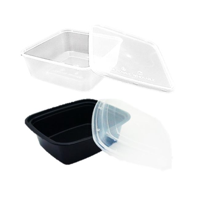 PP 내열용기 34번 사각 2칸 투명 175x120x75mm 500개