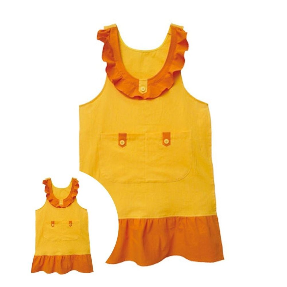 바리스타앞치마 카페 네일아트 원피스 미용사 일회용 주방 교사용 프릴앞치마 오렌지