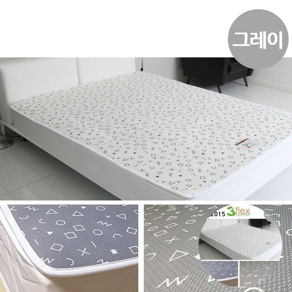 더블침대패드 누빔침대 사계절 호텔식 3D 매쉬 퓨어 미끄럼방지 매트 그레이