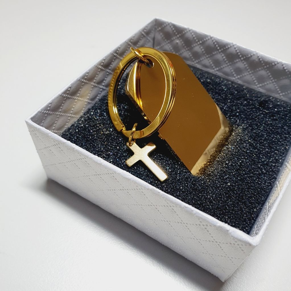 골드 메탈 스테인리스 십자가 자동차 키링 열쇠 고리