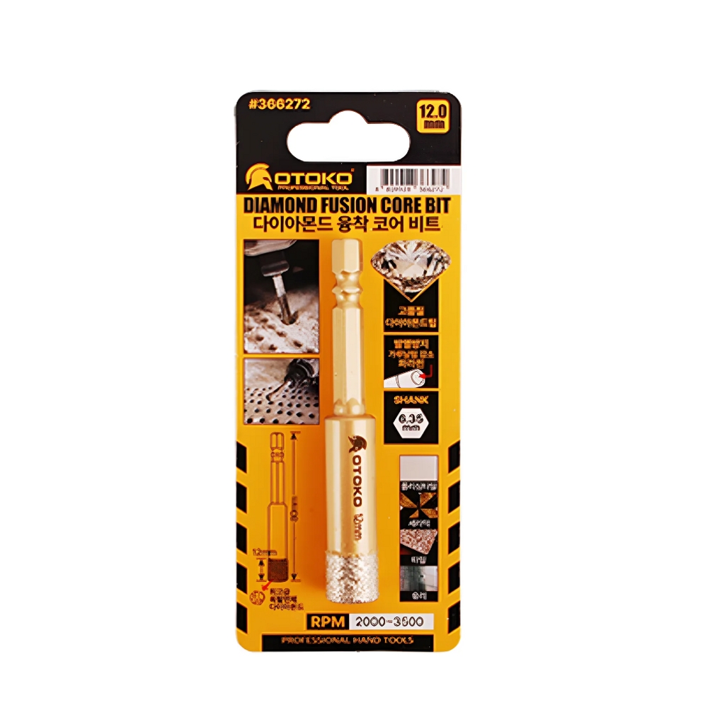 대리석 유리 타일 천공 OTOKO 다이아몬드 융착 코어 비트 12mm