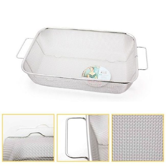 양수 스텐 사각채반(약42.5x30.5xH11cm) 손잡이