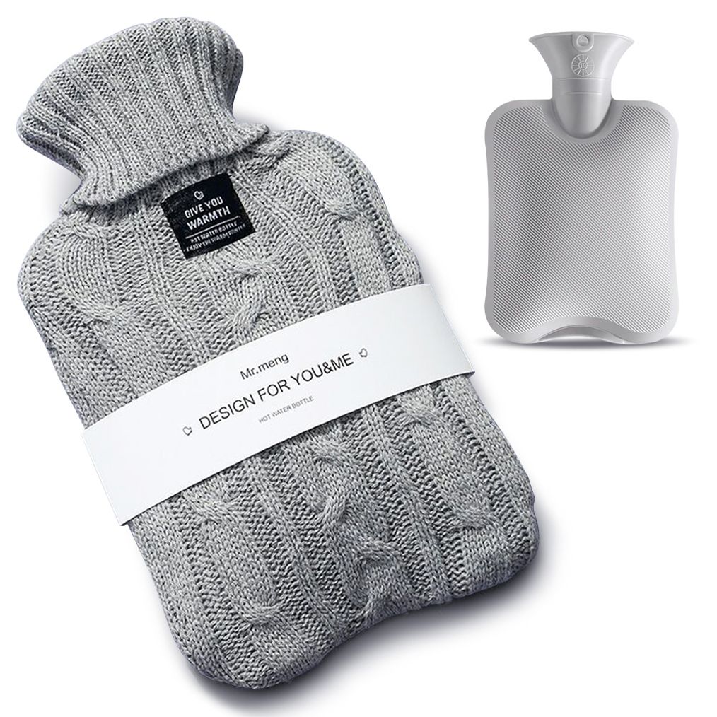 니트 보온 물주머니 그레이 허리 배 찜질 캠핑 학교