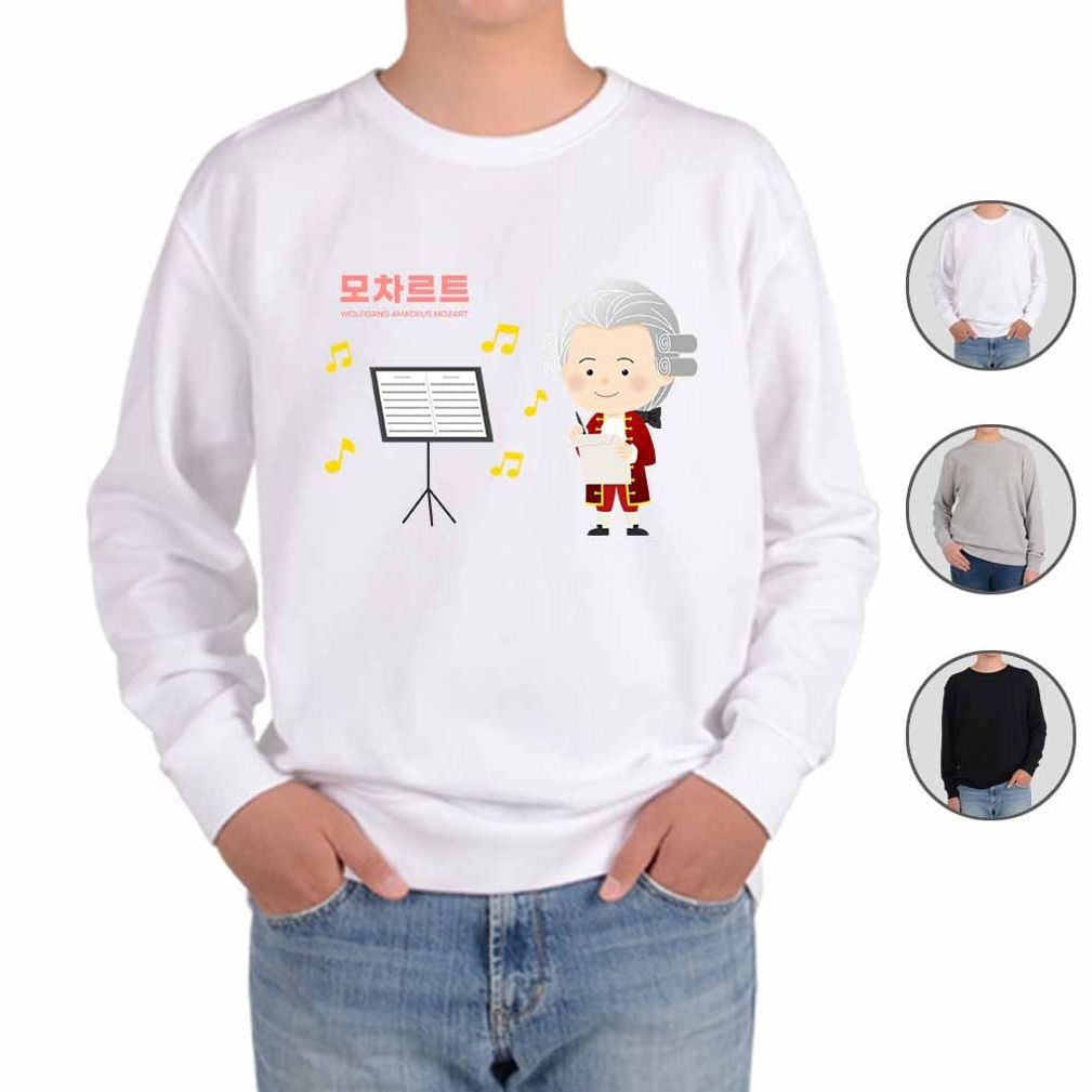 맨투맨 모차르트를 따라 작곡을 그림 다양한색상 전사이즈