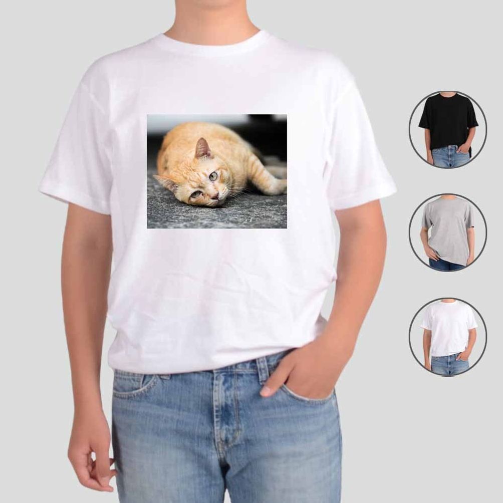 반팔티 반려동물 고양이 3번 그림 다양한색상 전사이즈