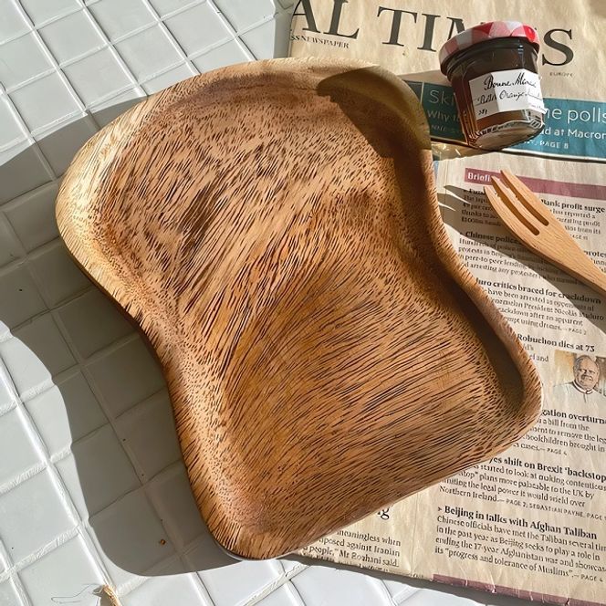 식빵모양 원목 접시 약20x17x1.5cm