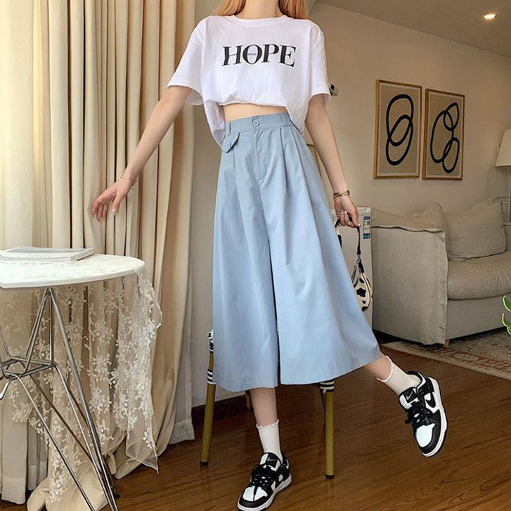 봄여름 7부 군살커버 여성 와이드 랩팬츠 치마바지