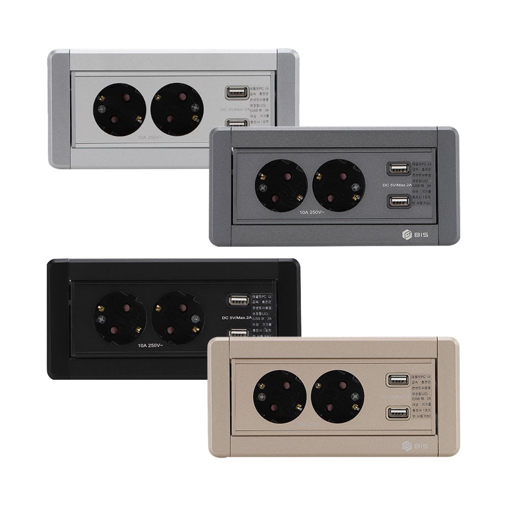 2구 수동 멀티 회전 콘센트 USB 충전 DC5V 1A 빌트인 회전형