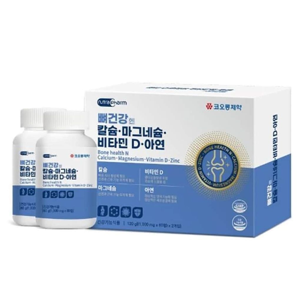뼈건강엔 칼슘.마그네슘.비타민D.아연 60정x2ea