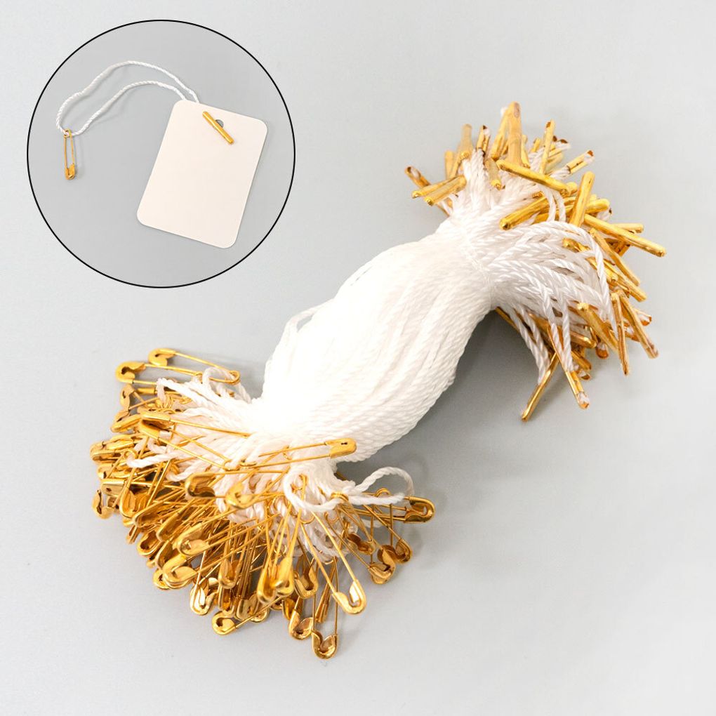 옷핀 라벨끈 골드핀 의류 택끈 화이트 100개