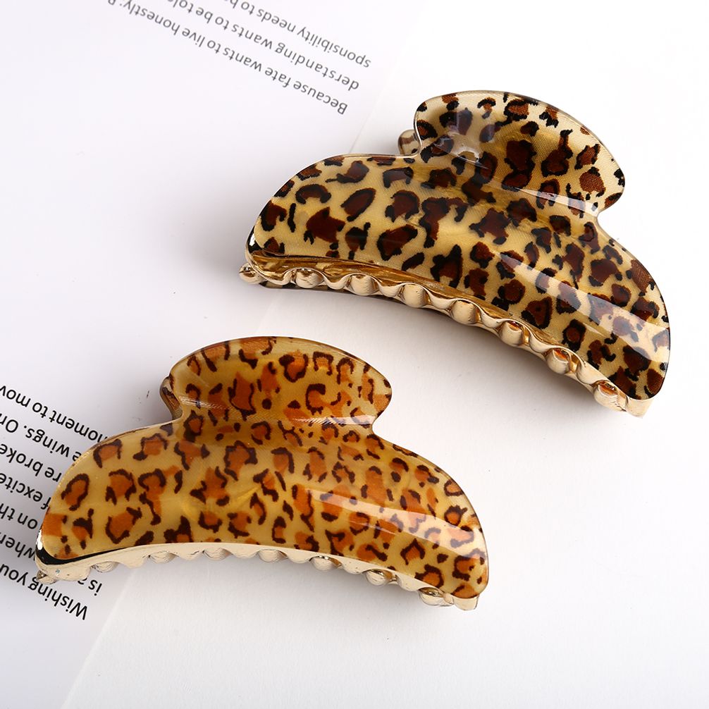 대형 호피 헤어 집게핀