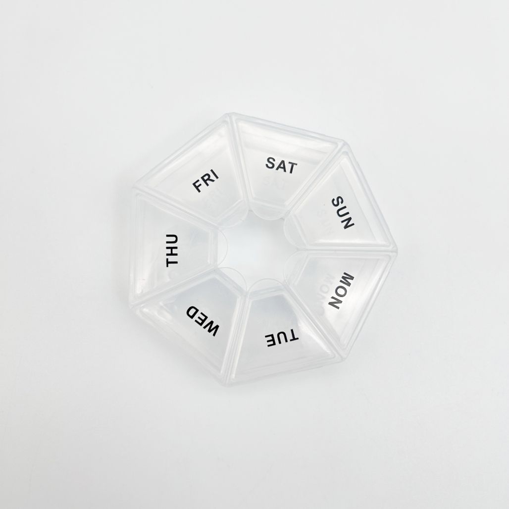 일주일 원형 약통 비즈 케이스 비타민 영양제 보관 수납