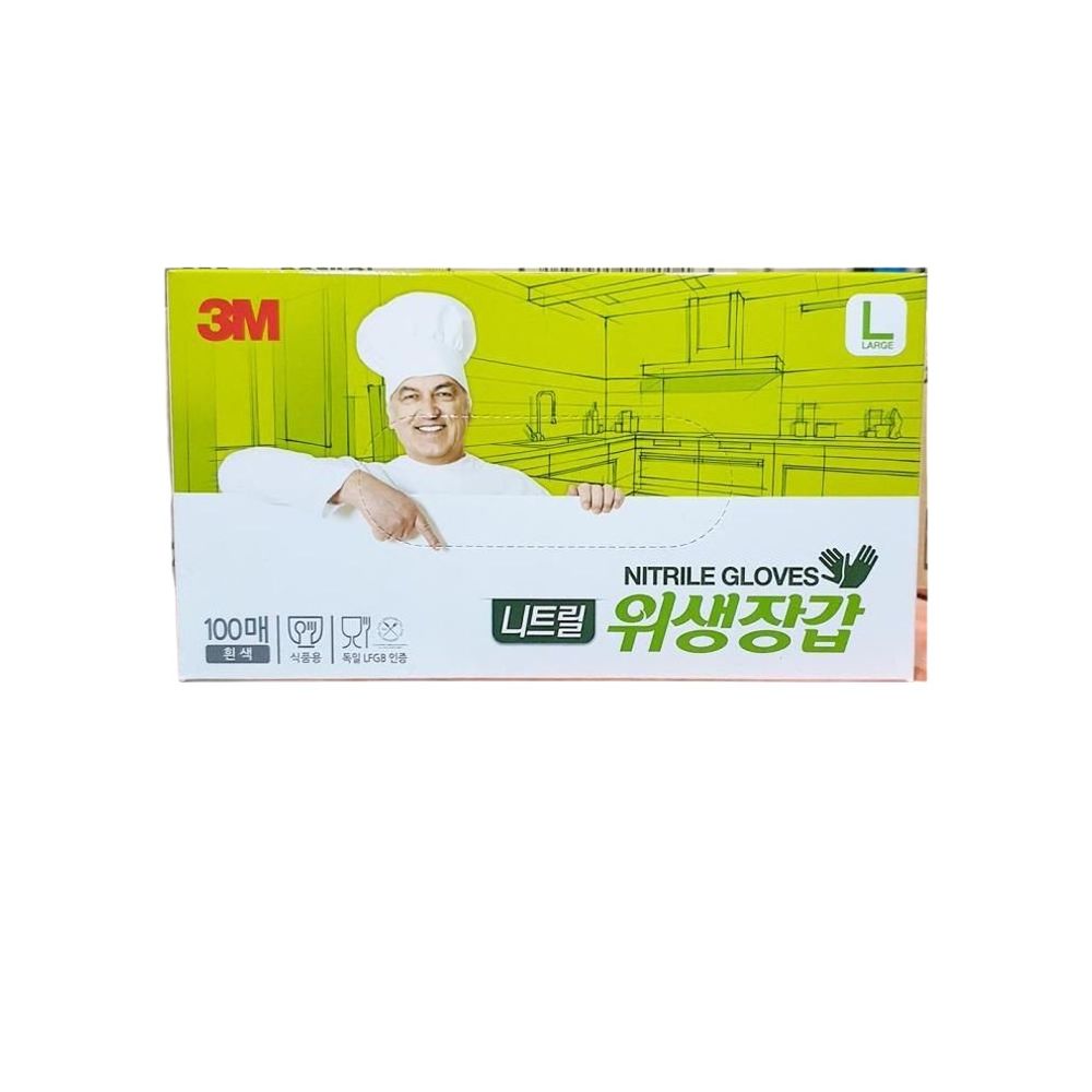 식자재 용품 3M 위생장갑니트릴 흰색 L 100매 X10개