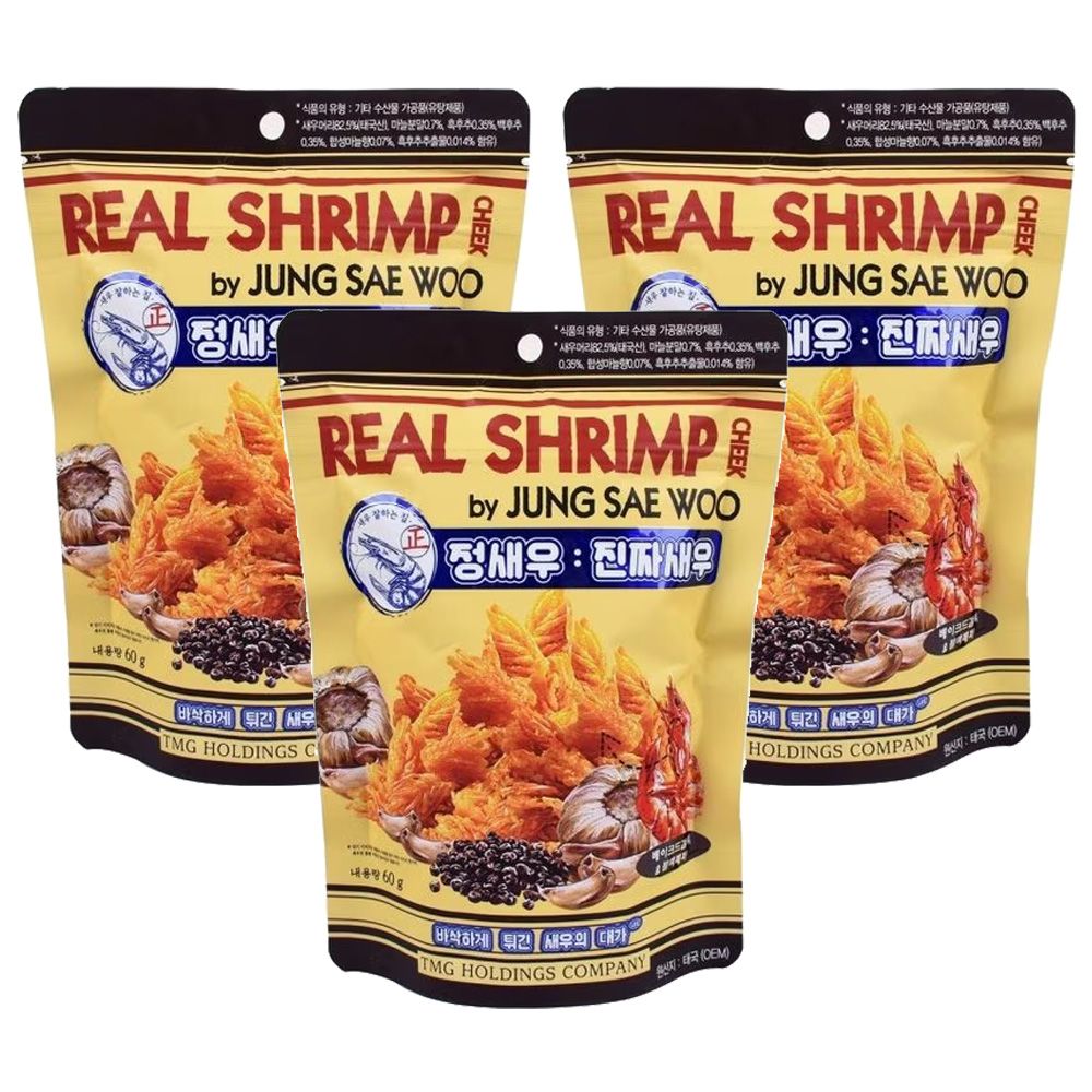 정새우 진짜새우 베이크드갈릭 블랙페퍼 60g x 3개입