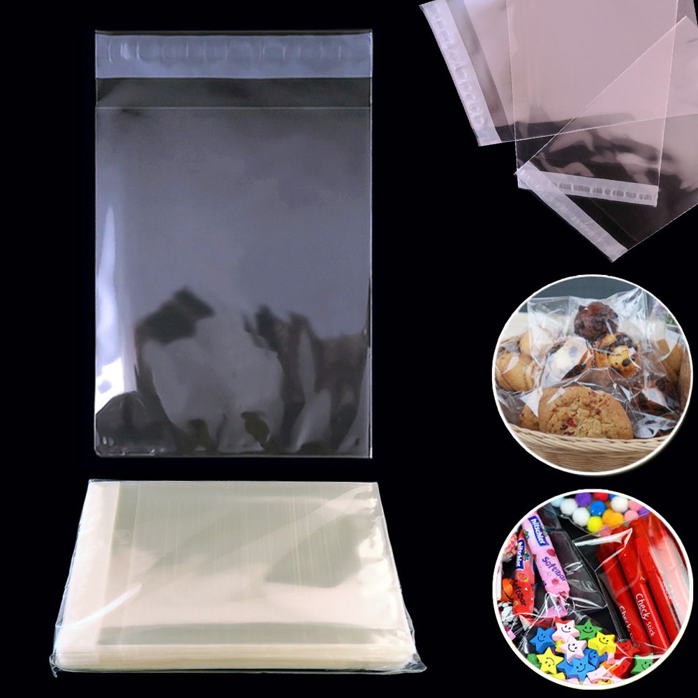 OPP 투명 접착 봉투 (13.8X15cm)-200매 무지 포장 비닐 접착백