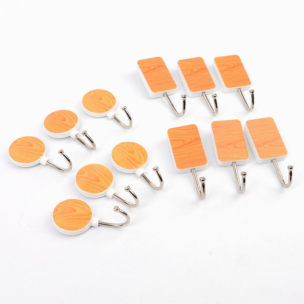 6P 미니 우드무늬 행거 부착행거 행거부착용 벽고정