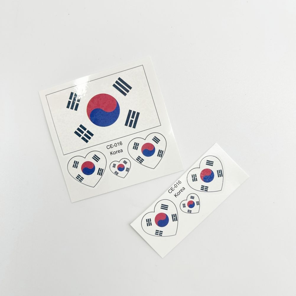 태극기 응원 타투 일회용 스티커