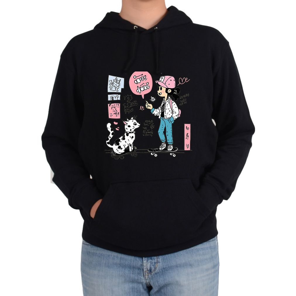 기모후드티 다양한 색상 사이즈 강아지 보드소녀 스케이트보드