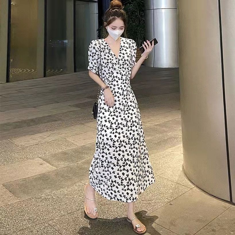 여성 여름 롱 꽃무늬 나염 휴양지 바캉스룩 플로럴 원피스