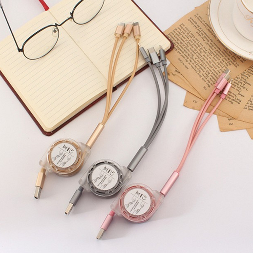 3in1 5핀 아이폰 아이폰 C타입 USB 릴 충전케이블