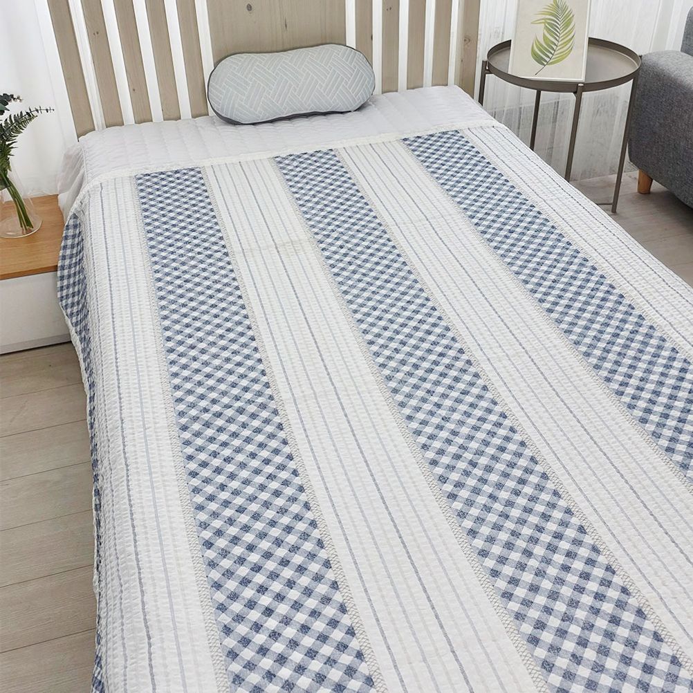 국내제작 홑이불 화이트 라인 소라 체크 시어서커 여름이불