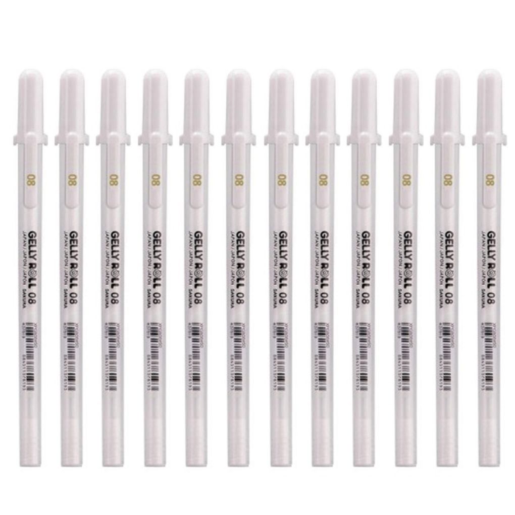 중성펜 겔리롤 화이트 젤펜 0.8mm(12개입)