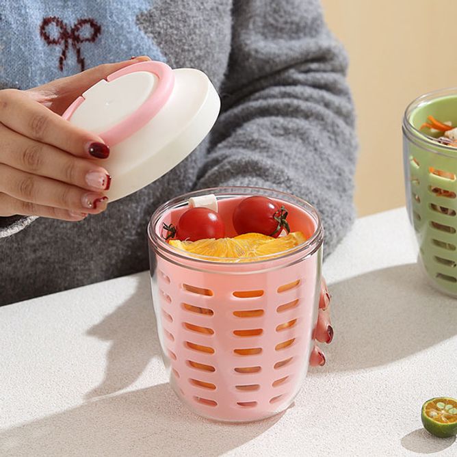 손잡이 후르츠팟 과일컵 간식컵 샐러드컵 도시락통 밀프랩