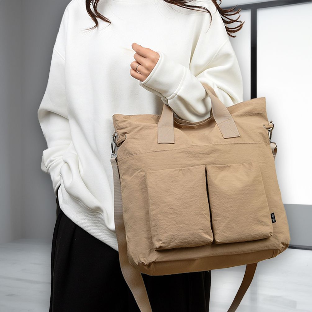 데일리 나일론 가방 여자 보부상 토트 숄더 백 베이지