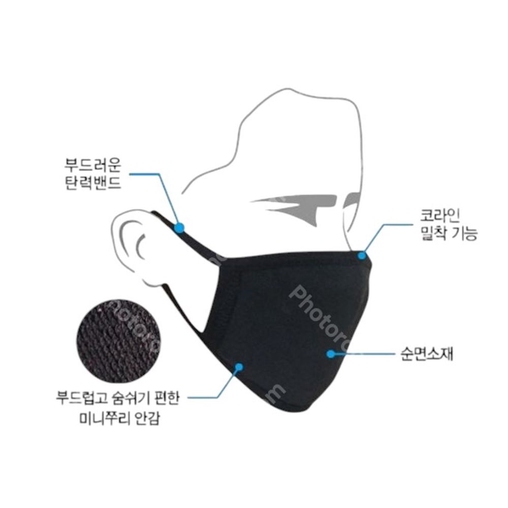 2000 와이어 블랙 면 마스크 1개