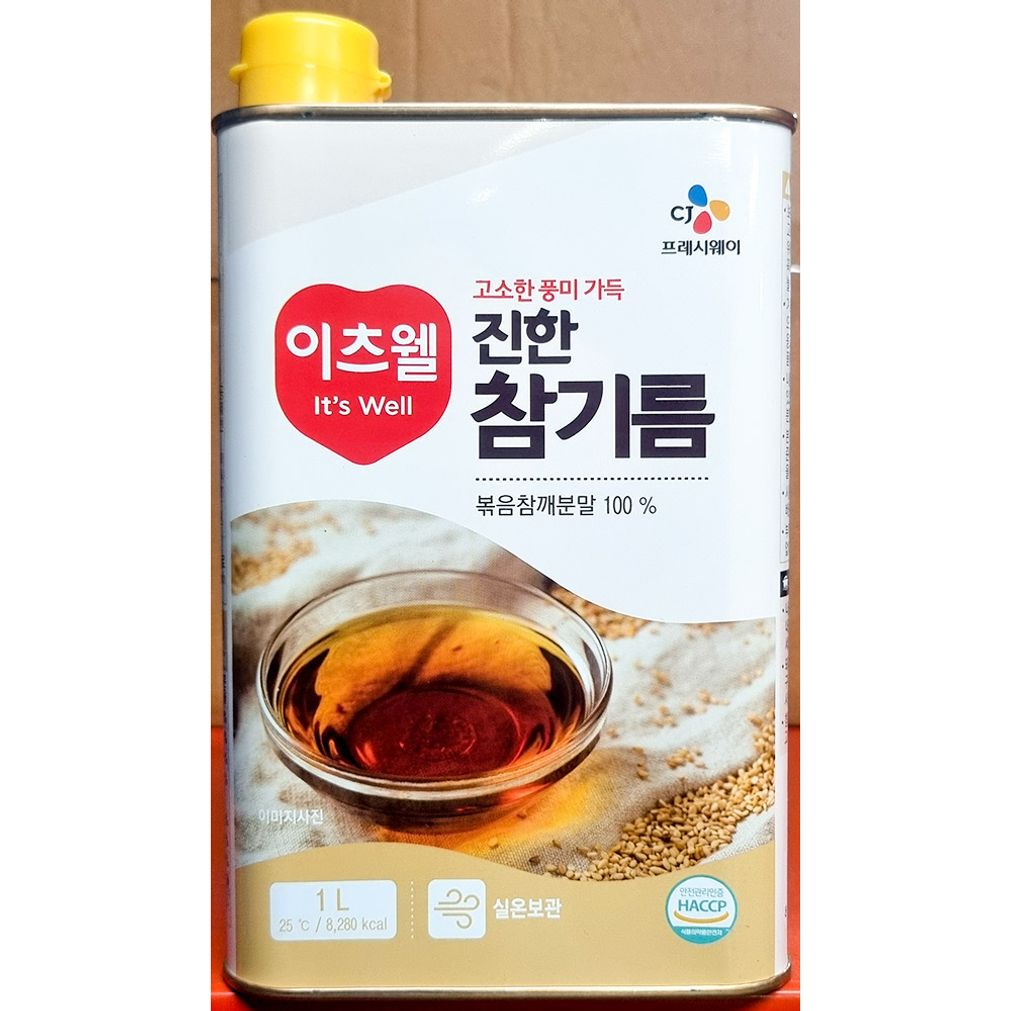 참기름(이츠웰 21년리뉴얼 캔 1L 916g) X12