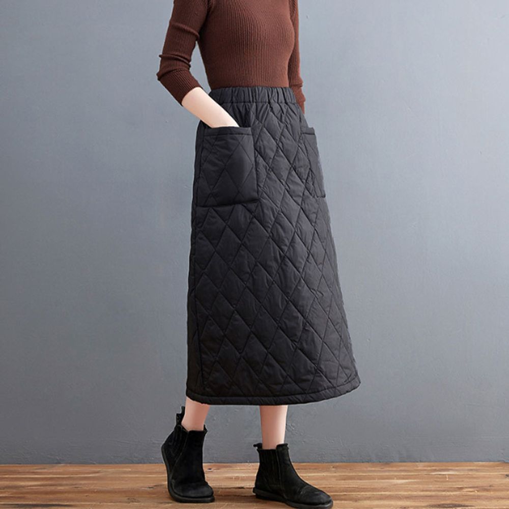 슬로우 시즌 볼륨 히트라인 롱 스커트