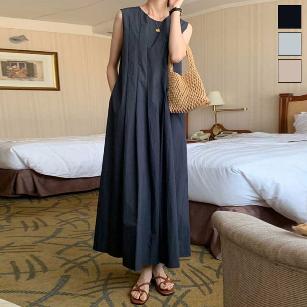 여성 썸머 절개 플레어 롱 원피스