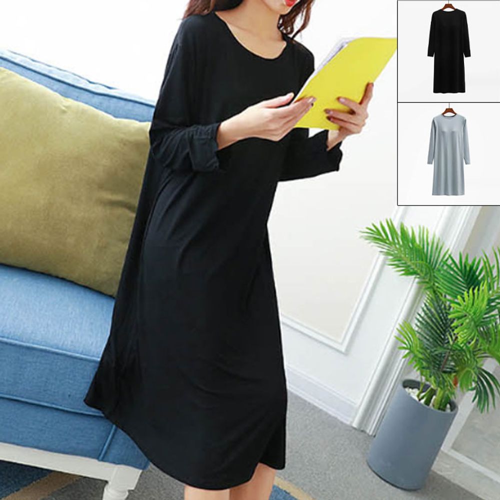 여성 데일리 라운드넥 노브라 원피스