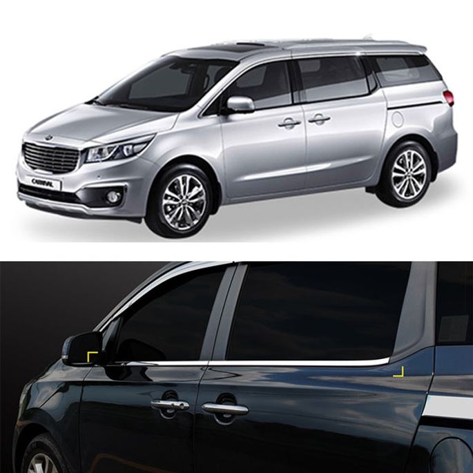 올뉴카니발 윈도우 엑센트 유리 창문 하단 커버 크롬 몰딩