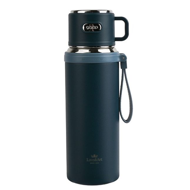 스트랩형 핸들 스테304 보온 보냉병 (블루) 680ml 텀블러 감성 캠핑 휴대용