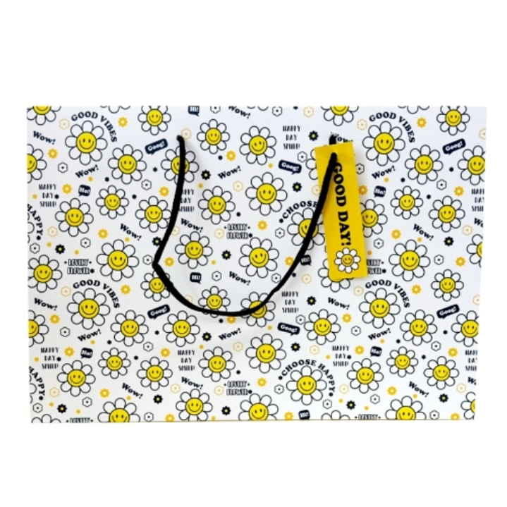 (기븐)스마일플라워 쇼핑백 중 화이트_360x110x250mm