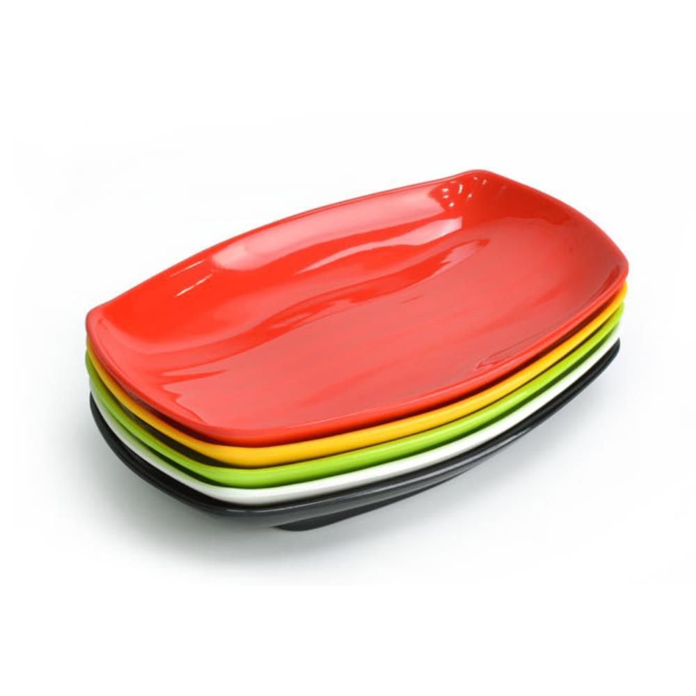 식당용 멜라민 소재 타원형 컬러 접시 3호 하양