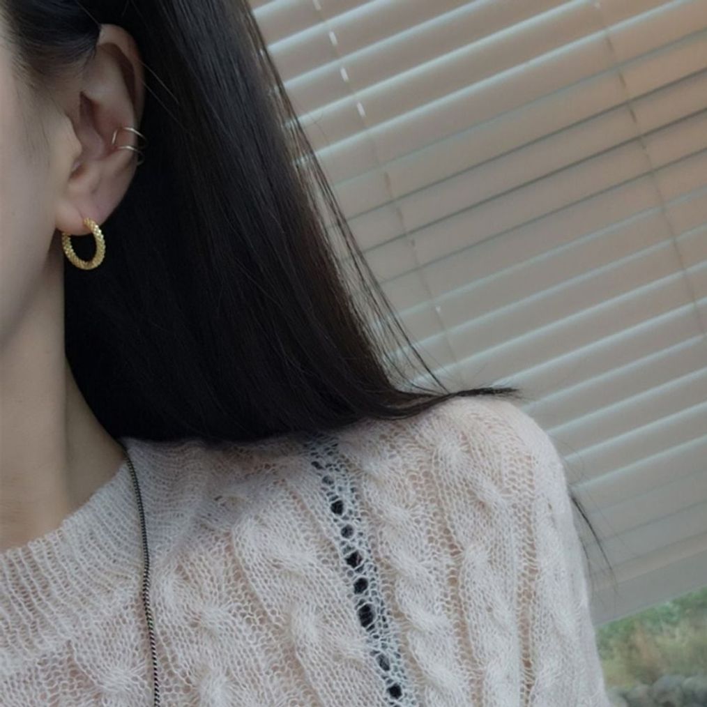 SE173 여성 컷팅 디자인 원터치 심플 데일리 은귀걸이 (실버 925)