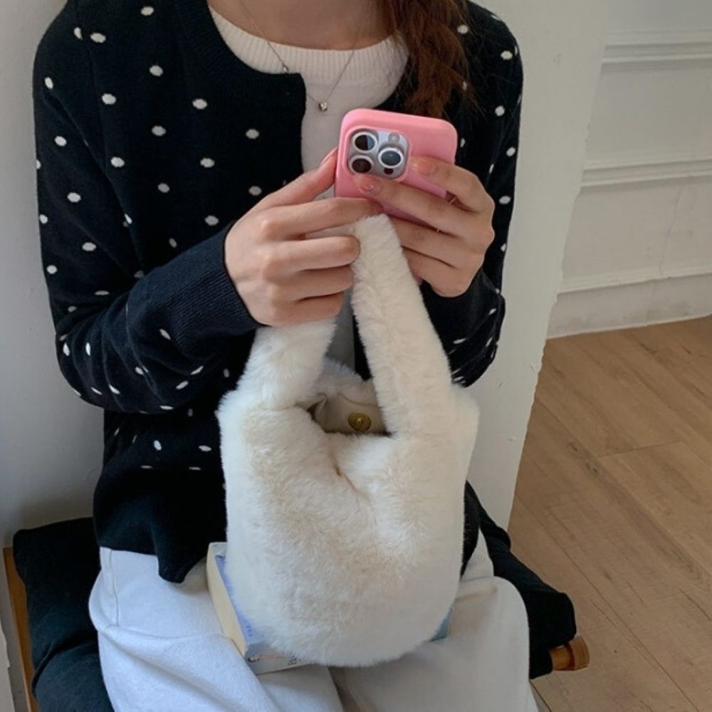 밍크 데일리 소프트퍼 미니 버킷백 3color