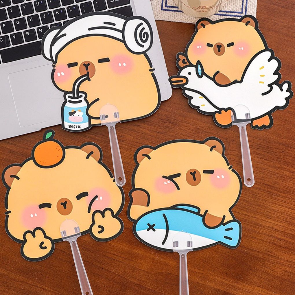 카피바라 여름 손잡이 부채 4p