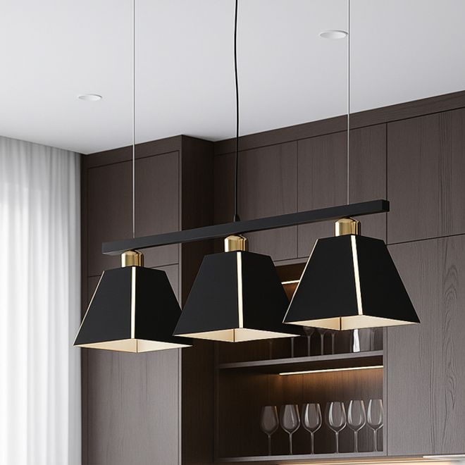 카페 인테리어 LED 천장조명 XH-6778-C 3등 블랙 골드